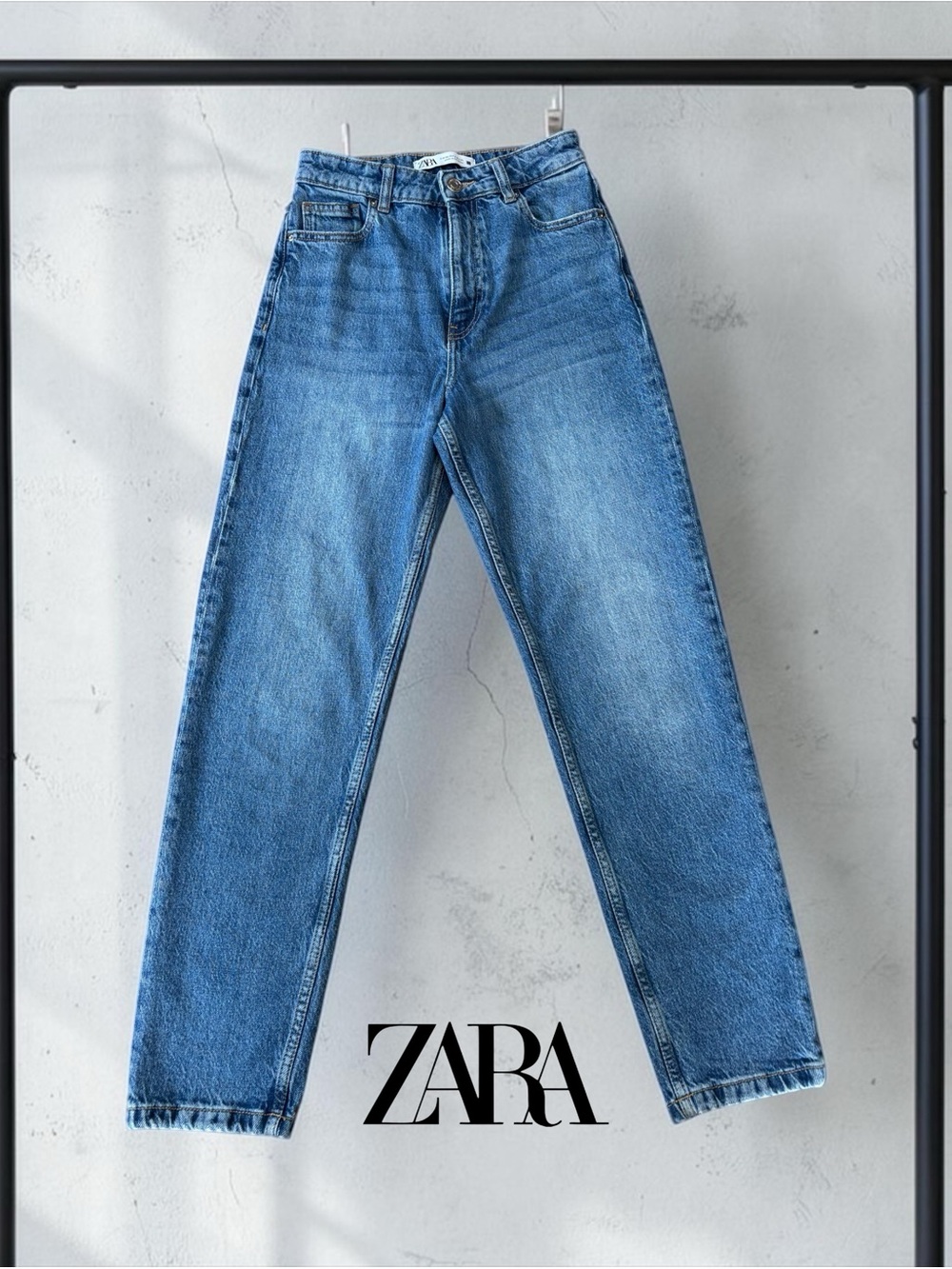 ZARA, Z1975 Mom Fit High Rise Jeans Blue Denim, Size US 2